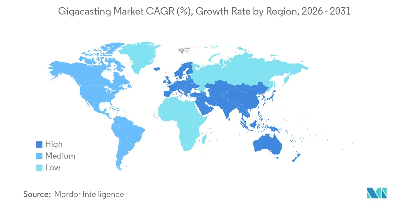 Gigacasting Market CAGR (%), Growth Rate by Region