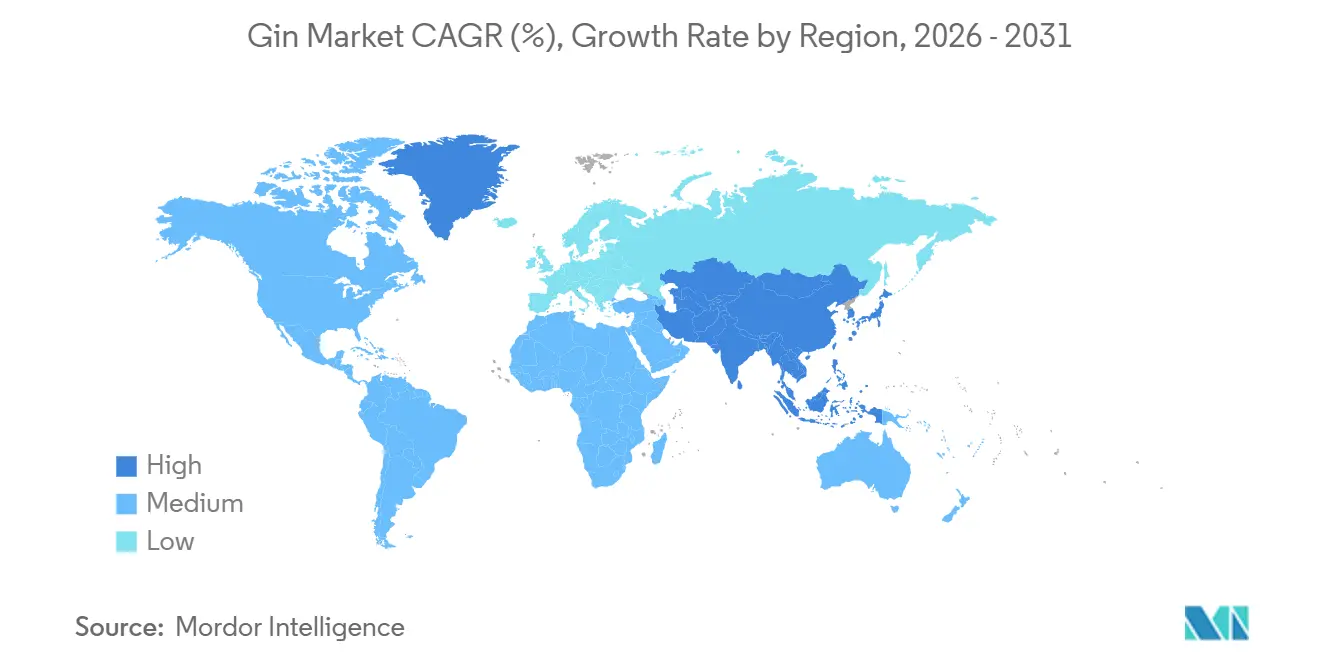 Gin Market CAGR (%), Growth Rate by Region