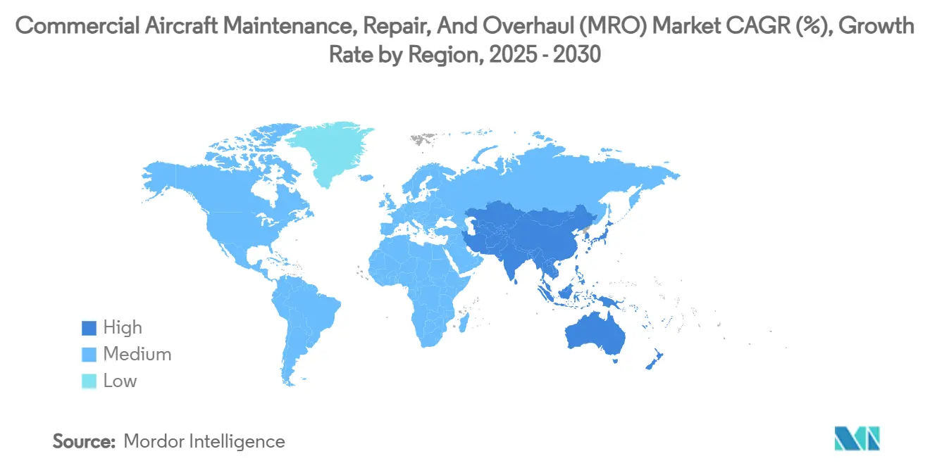 Commercial Aircraft Maintenance, Repair, And Overhaul (MRO) Market CAGR (%), Growth Rate by Region