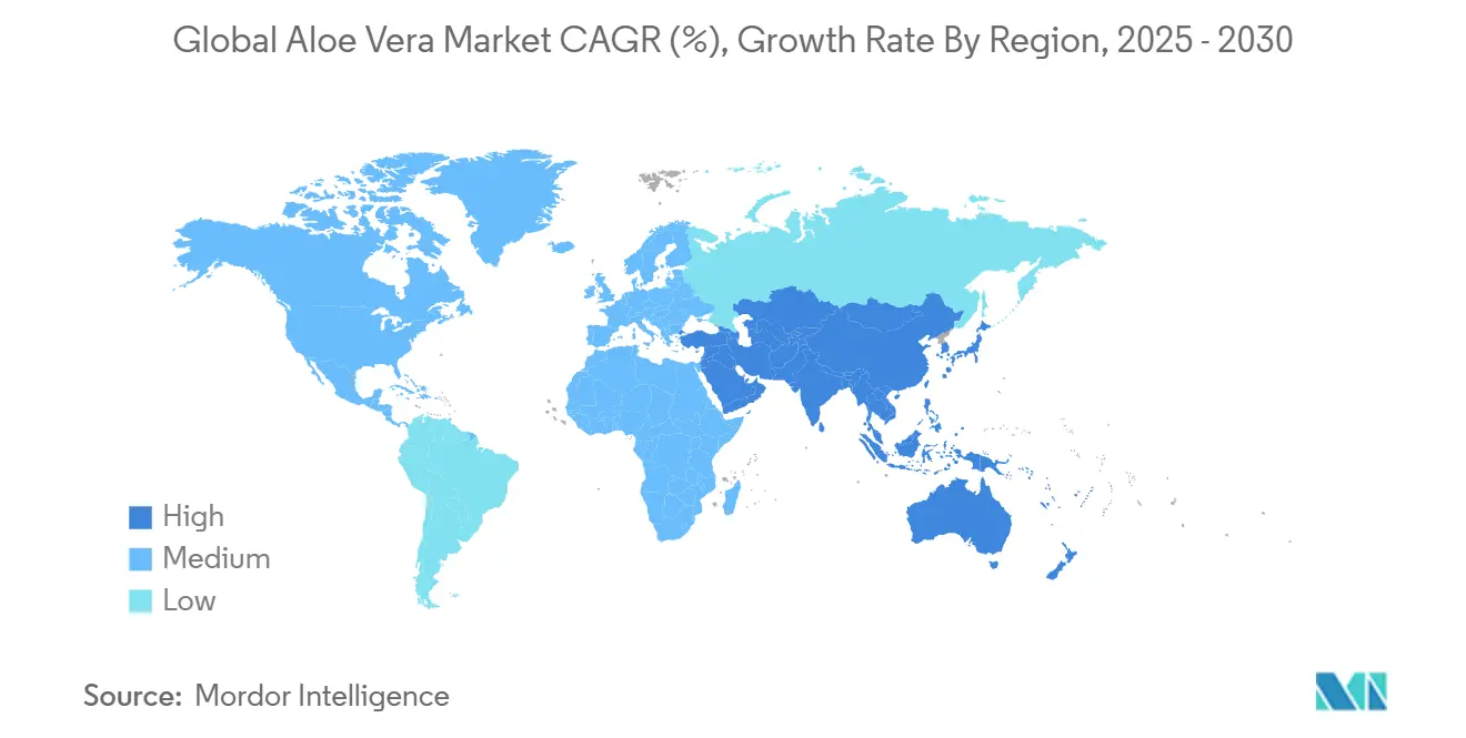 Global Aloe Vera Market, Market CAGR (In%), By Region, Global