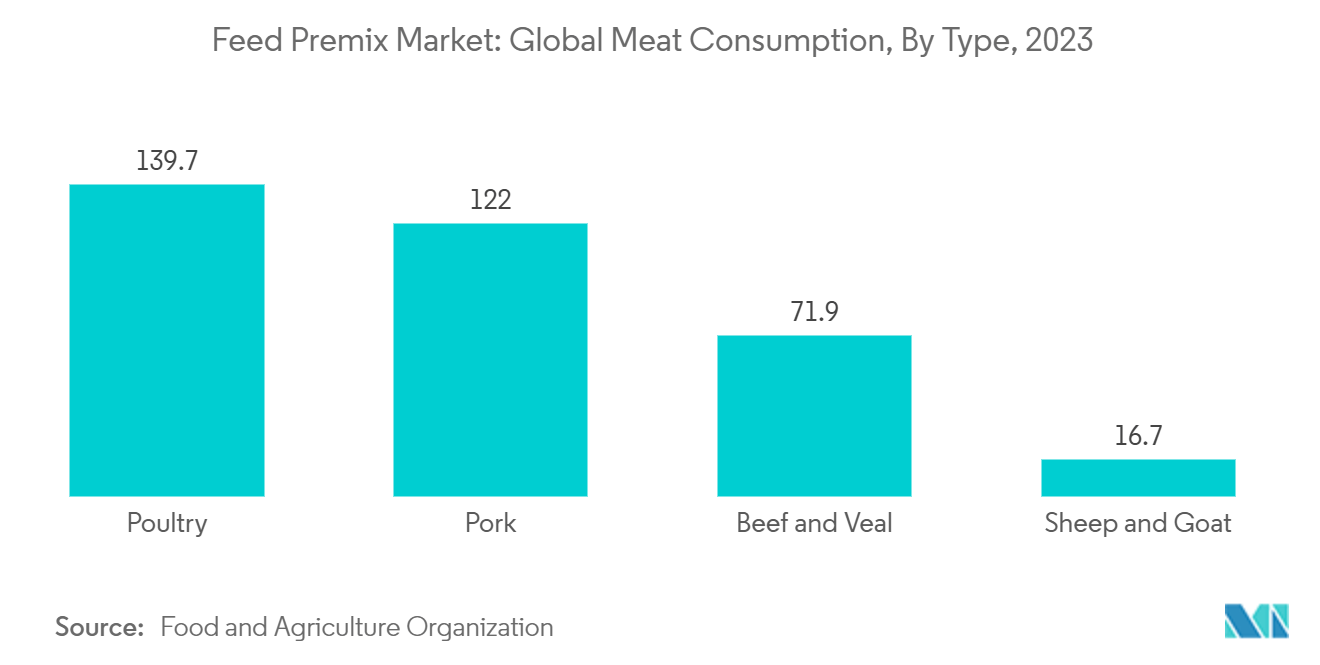 Feed Premix Market: Global Meat Consumption, By Type, 2023