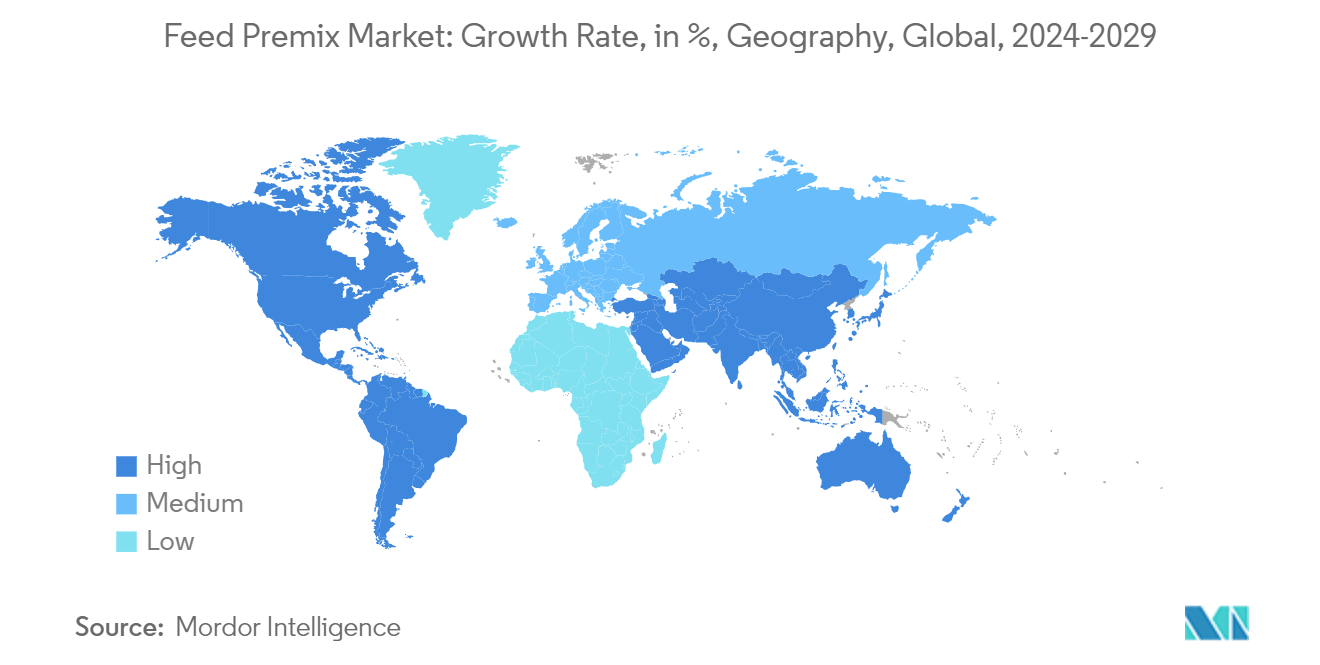 Feed Premix Market: Growth Rate, in %, Geography, Global, 2024-2029