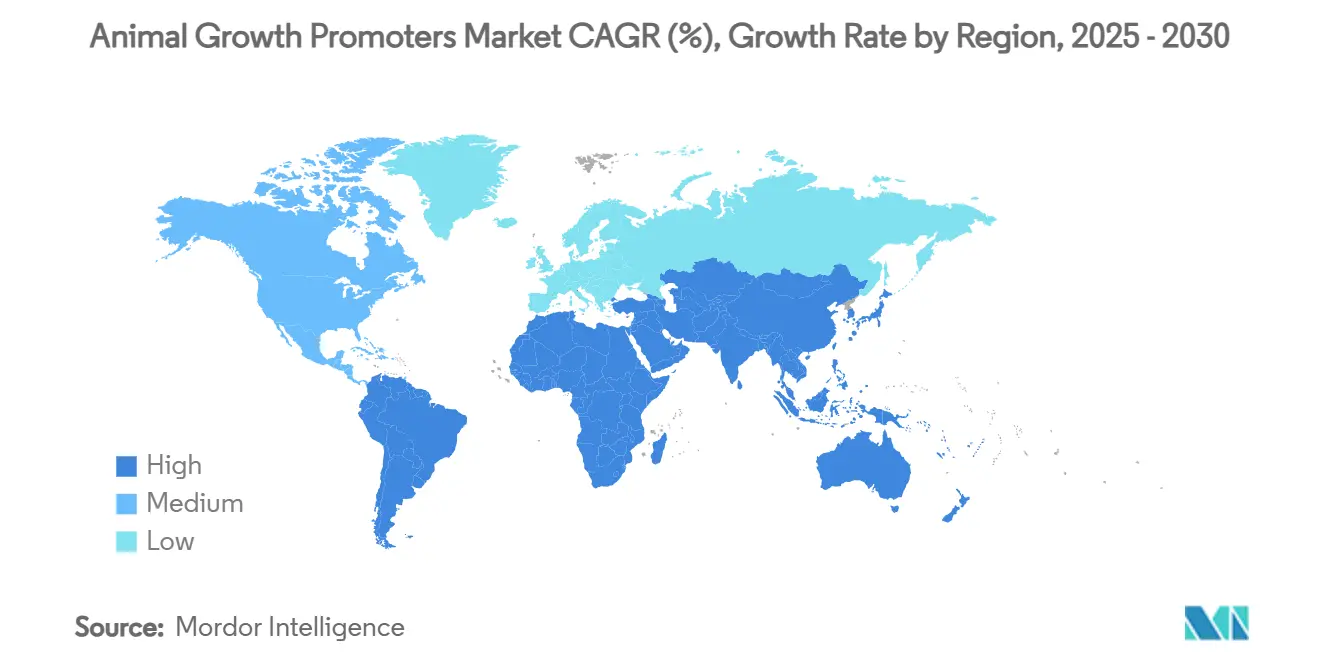 동물 인기있는바카라사이트 촉진제 시장 CAGR(%), 지역별 인기있는바카라사이트률