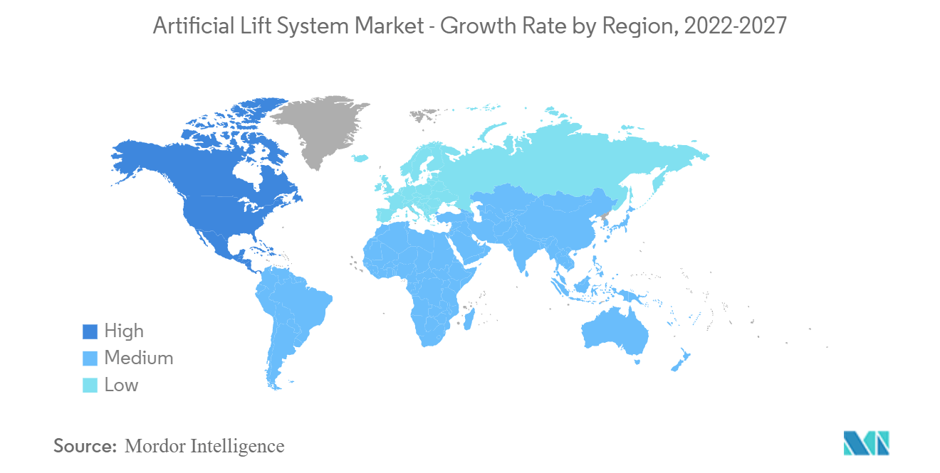 Mercado de sistemas de elevación artificial tasa de crecimiento por región, 2022-2027
