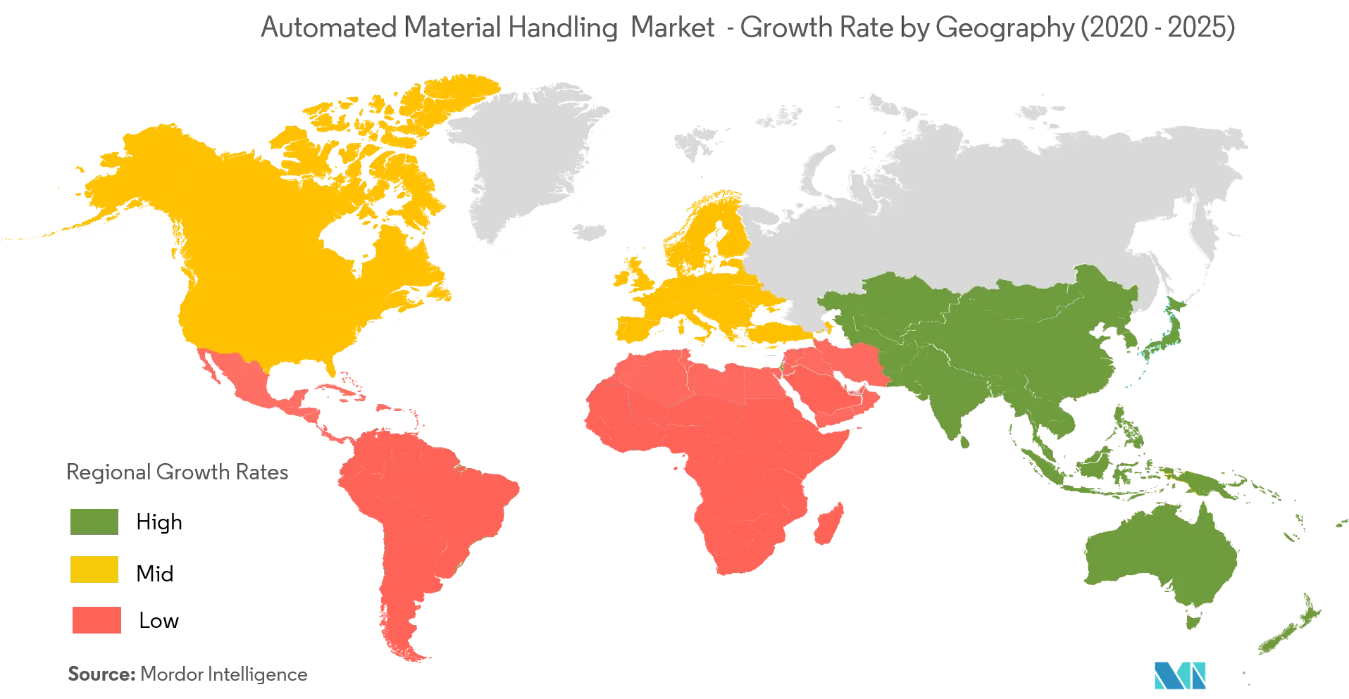 Automated Material Handling (AMH) Market Growth Rate By Region