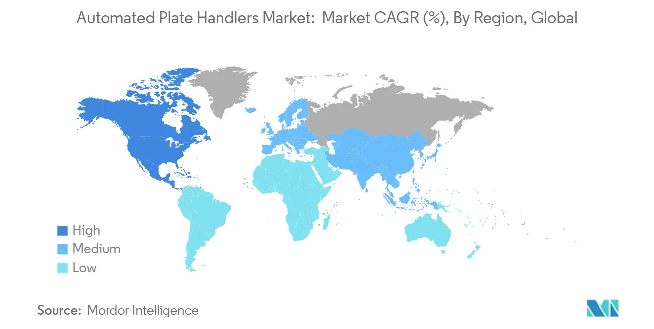 Automated Plate Handlers Market:  Market CAGR (%), By Region, Global