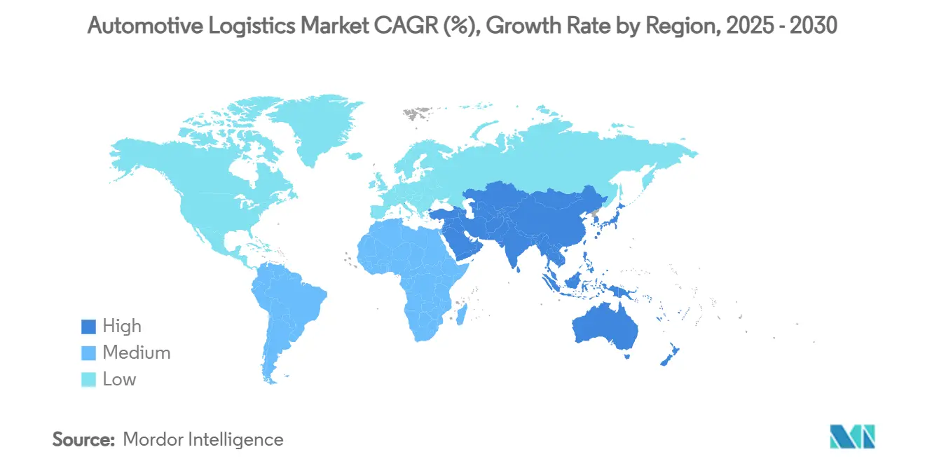 CAGR del mercato della logistica automobilistica (%), tasso di crescita per regione