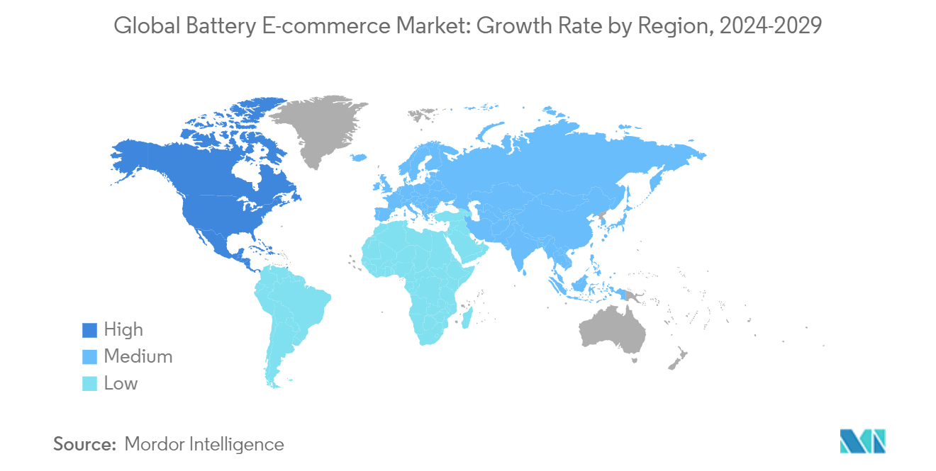 Global Battery E-commerce Market: Growth Rate by Region, 2024-2029