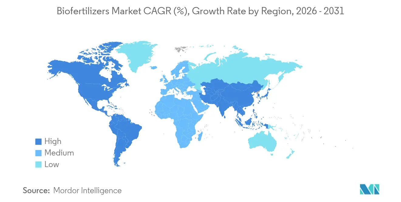 Biofertilizers Market CAGR (%), Growth Rate by Region