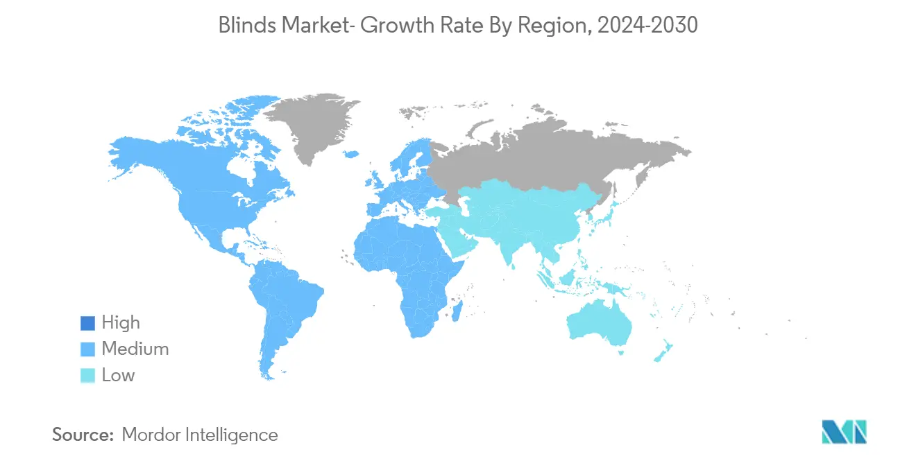 Blinds Market- Growth Rate By Region, 2024-2030