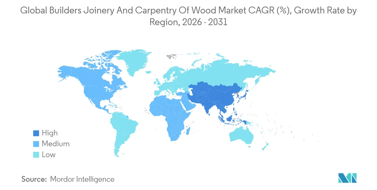 Global Builders Joinery And Carpentry Of Wood Market CAGR (%), Growth Rate by Region