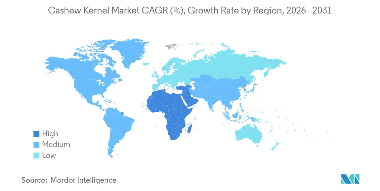 Cashew Kernel Market CAGR (%), Growth Rate by Region