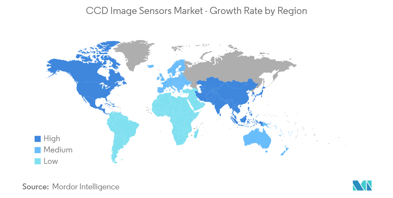 Mercado Sensores de imagen CCD – Tasa de crecimiento por región