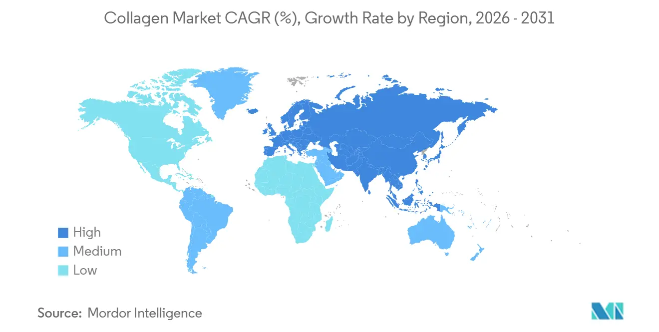 Collagen Market CAGR (%), Growth Rate by Region