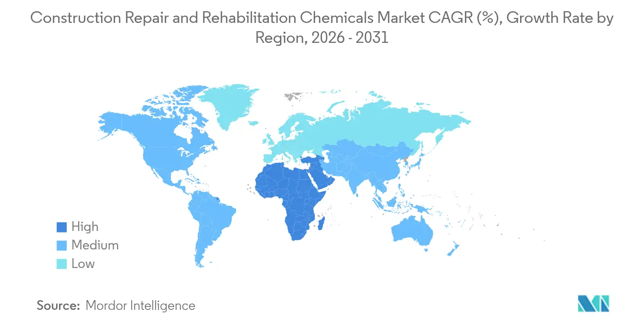 Construction Repair and Rehabilitation Chemicals Market CAGR (%), Growth Rate by Region