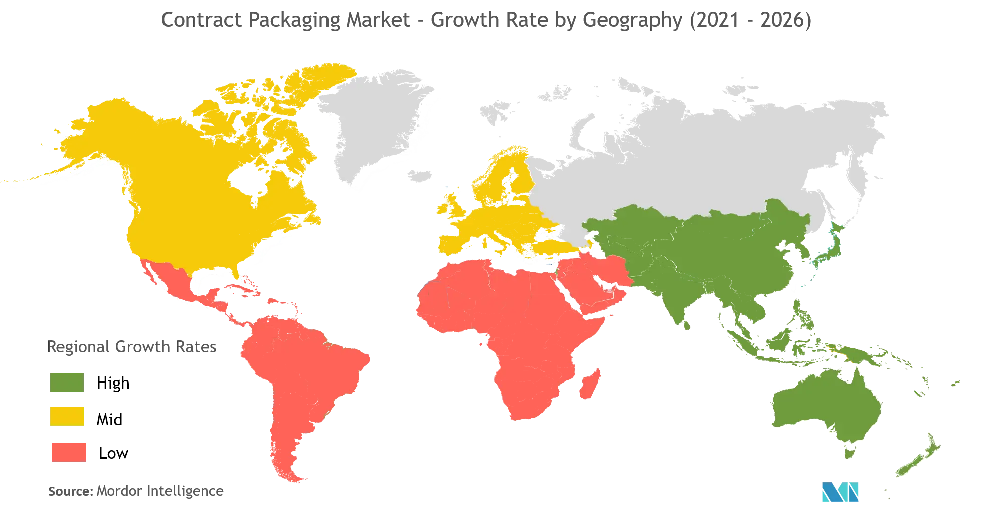 Markt für Vertragsverpackungen Wachstumsrate nach Geografie (2021-2026)