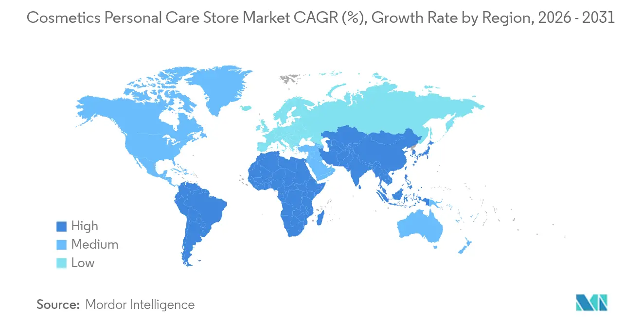 Cosmetics and Personal Care Store Market Growth Rate by Region