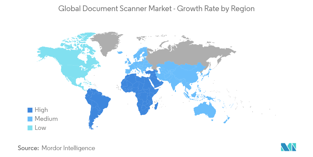 全球文档扫描仪市场 - 按地区划分的增长率