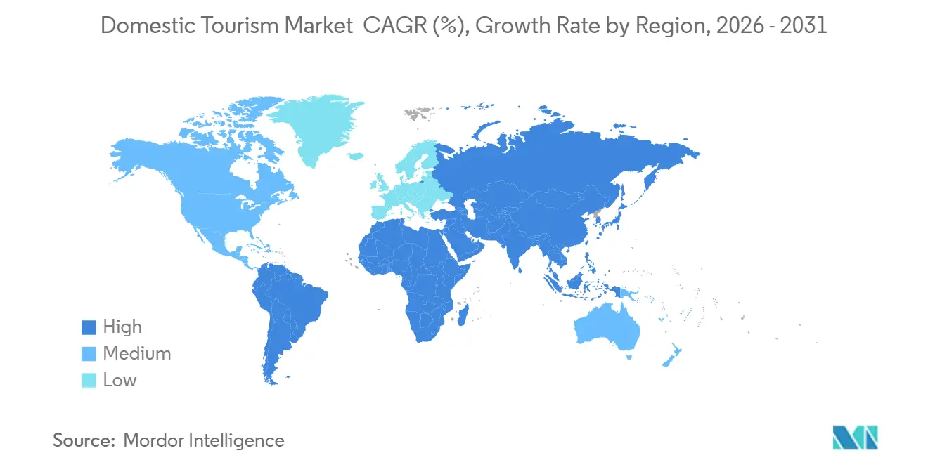 Domestic Tourism Market  CAGR (%), Growth Rate by Region