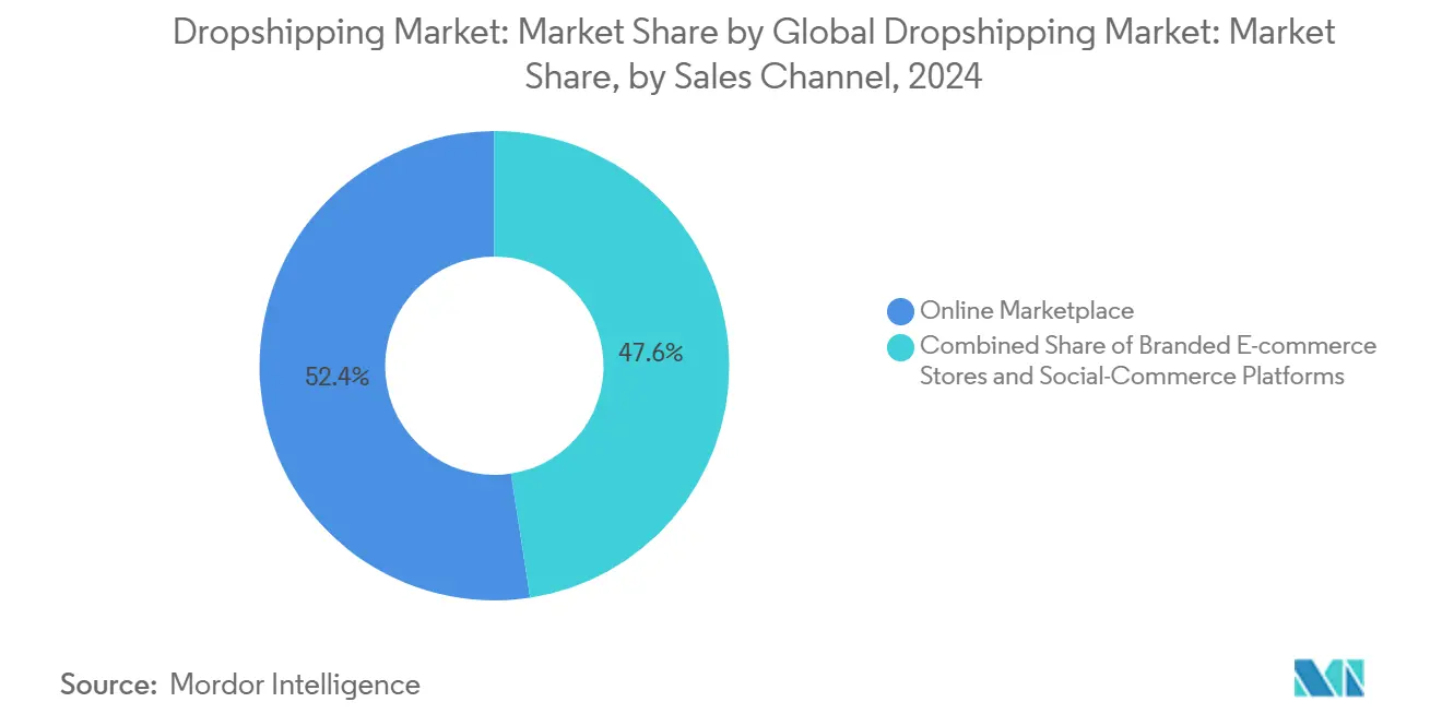 Part de marché du Dropshipping par canal de vente, 2024