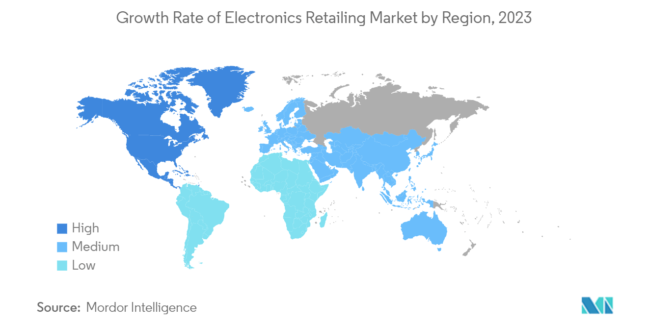 Electronics Retailing Market: Growth Rate of Electronics Retailing Market by Region, 2023