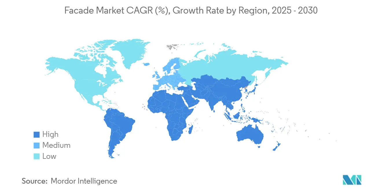 외벽 우리카지노 바카라사이트 CAGR(%), 지역별 성장률