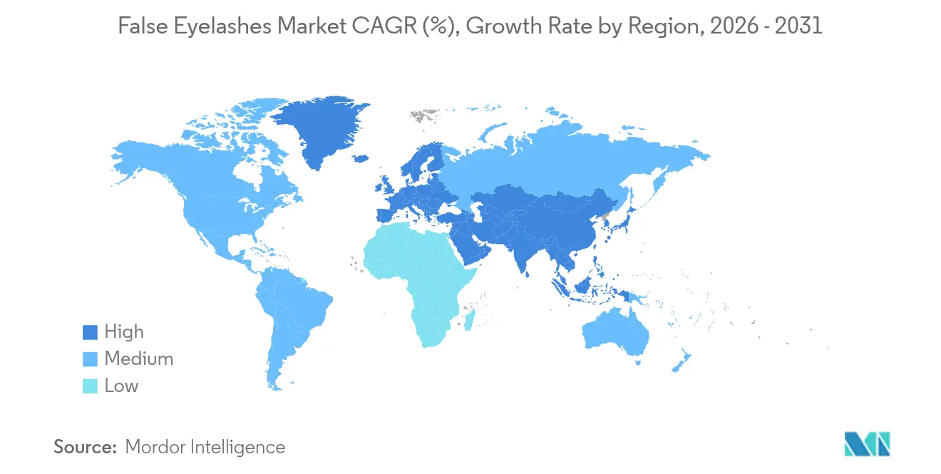 False Eyelashes Market CAGR (%), Growth Rate by Region