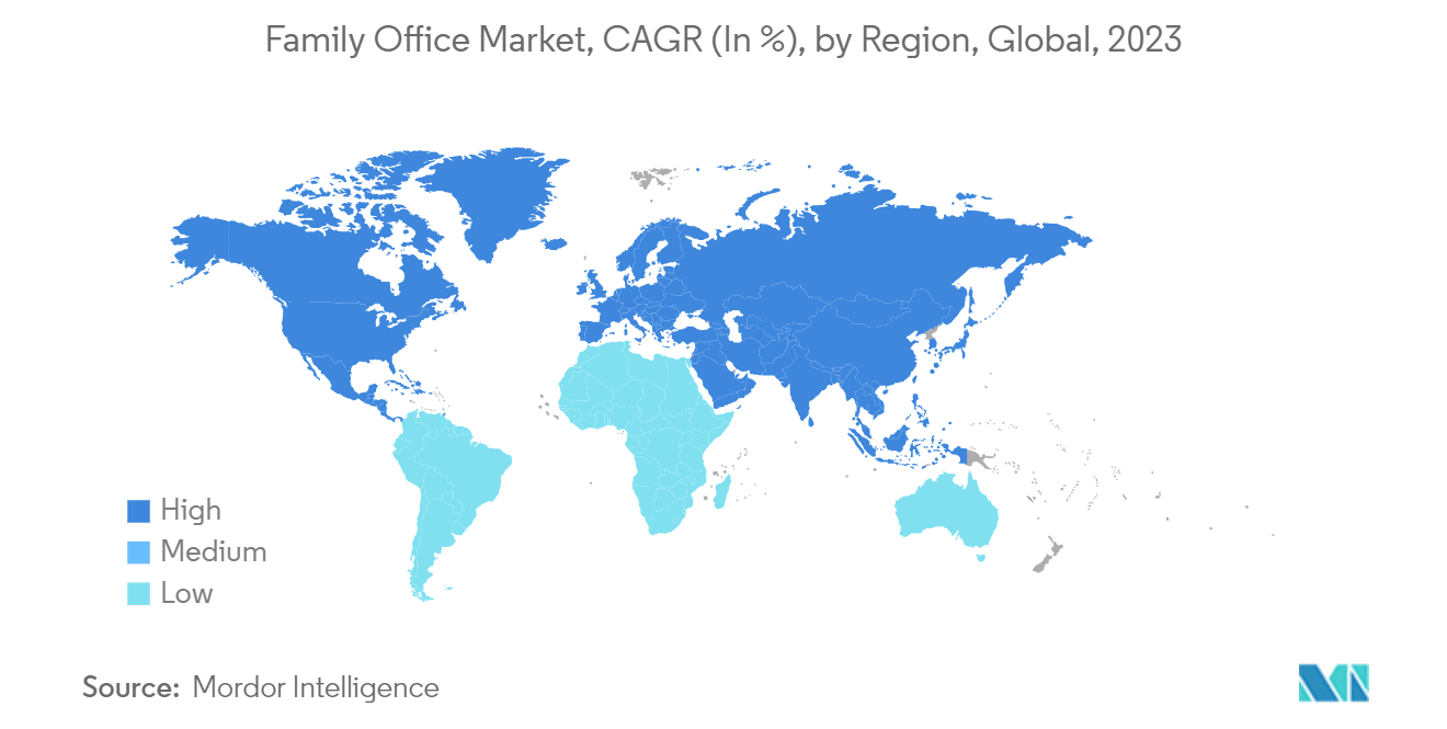 패밀리 오피스 산업: 패밀리 오피스 시장, CAGR(%), 지역별, 글로벌, 2023