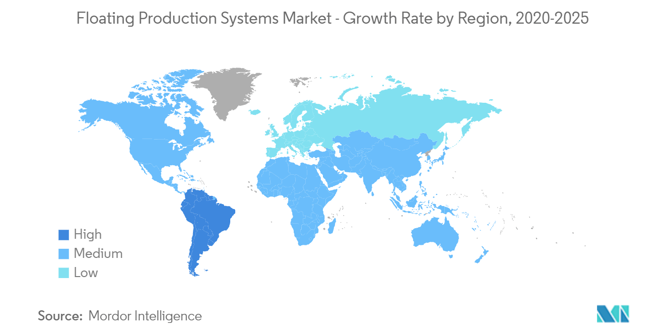 浮式生产系统 (FPS) 市场 - 按地区划分的增长率，2020-2025 年