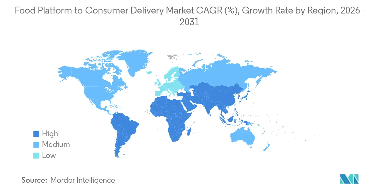 Food Platform-to-Consumer Delivery Market CAGR (%), Growth Rate by Region