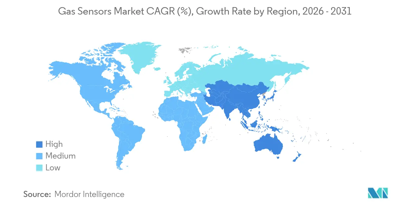 Gas Sensors Market CAGR (%), Growth Rate by Region