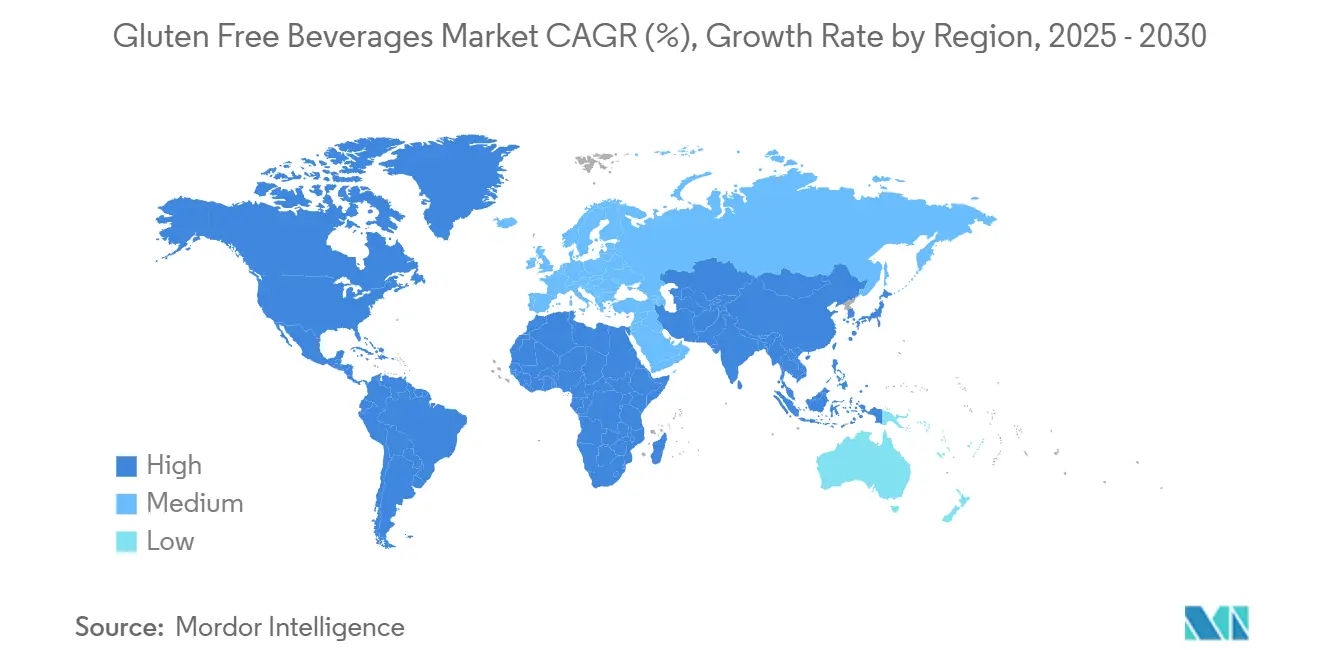 Gluten Free Beverages Market CAGR (%), Growth Rate by Region