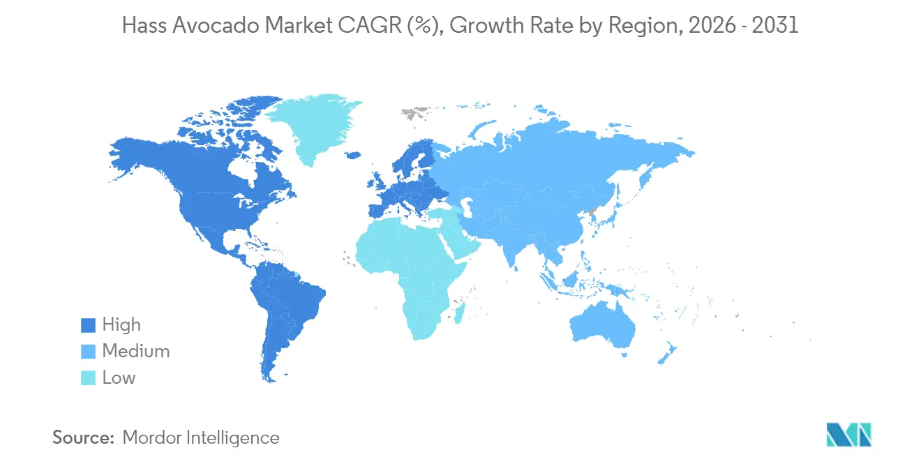 Hass Avocado Market CAGR (%), Growth Rate by Region