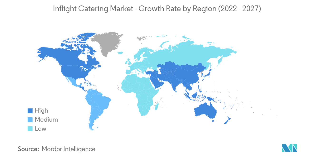 机上餐饮市场-按地区划分的增长率（2022-2027）