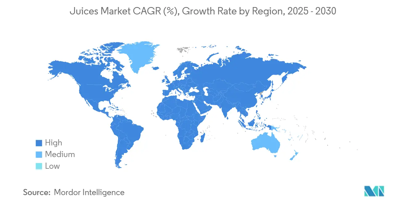 Juices Market CAGR (%), Growth Rate by Region