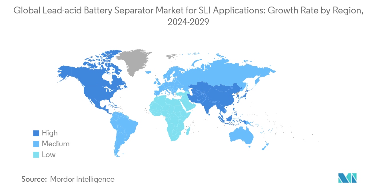 Global Lead-Acid Battery Separator Market For SLI Applications: Global Lead-acid Battery Separator Market for SLI Applications: Growth Rate by Region, 2024-2029