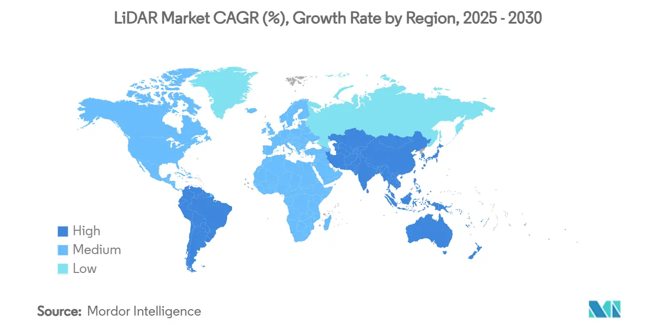 LiDAR Market CAGR (%), Growth Rate by Region