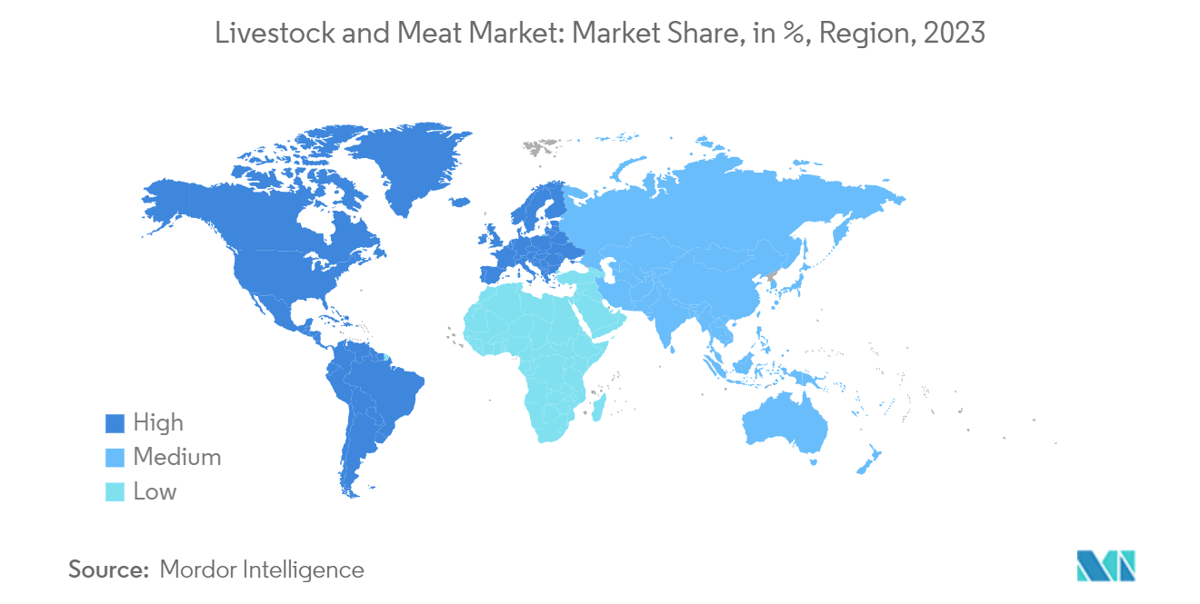 Livestock and Meat Market: Market Share, in %, Region, 2023