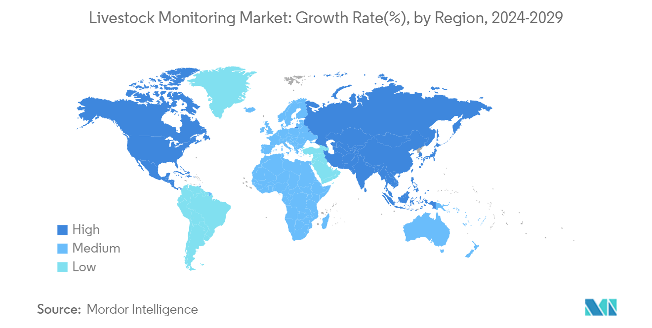 Livestock Monitoring Market: Growth Rate(%), by Region, 2024-2029