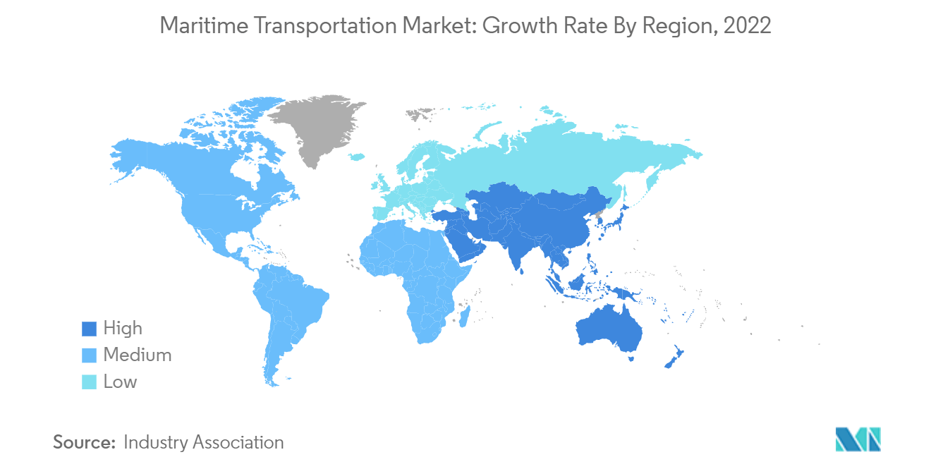 Mercado de transporte marítimo tasa de crecimiento por región, 2022