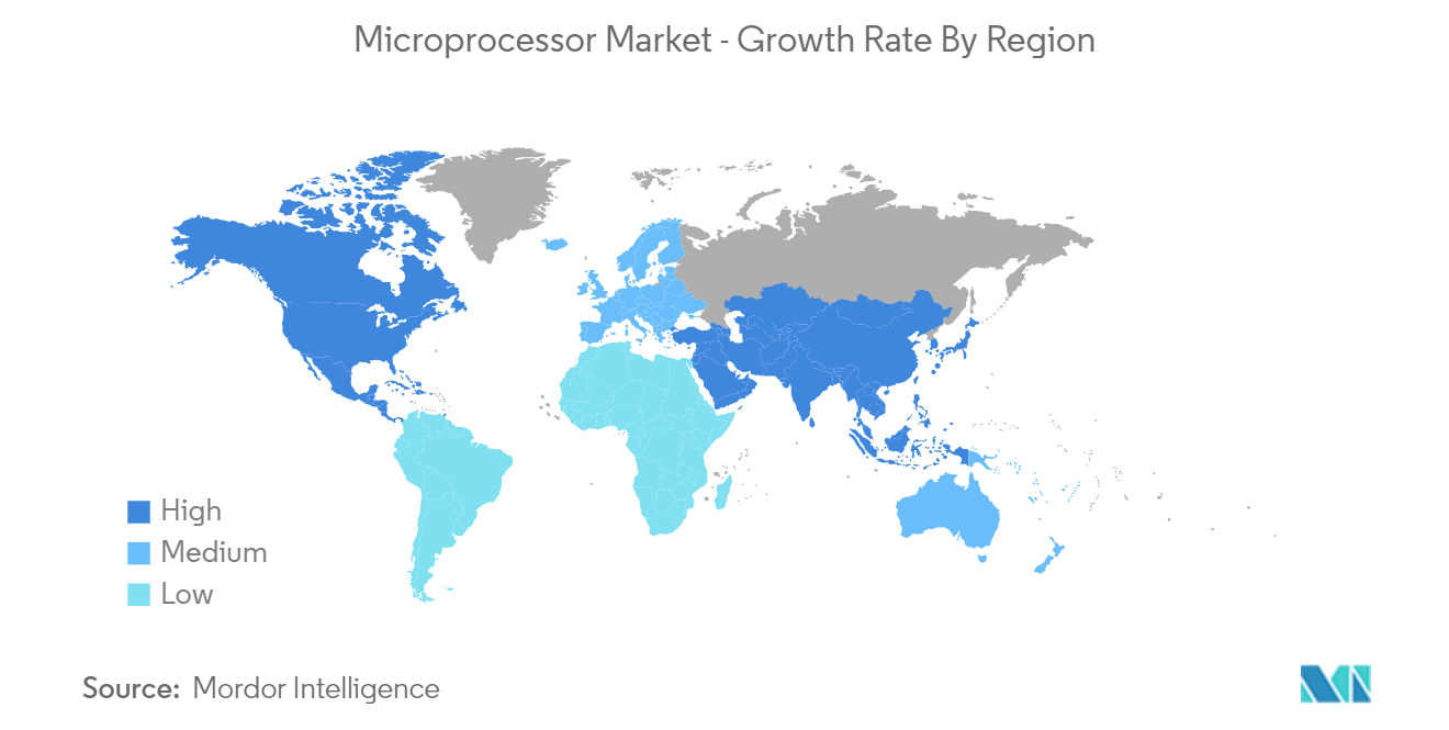 マイクロプロセッサー市場 - 地域別成長率