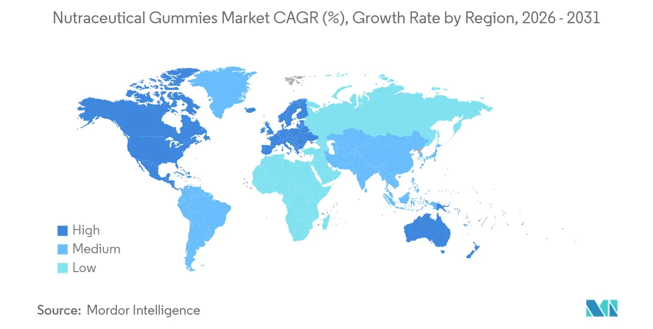 Nutraceutical Gummies Market CAGR (%), Growth Rate by Region