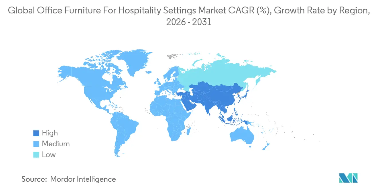 Global Office Furniture For Hospitality Settings Market CAGR (%), Growth Rate by  Region