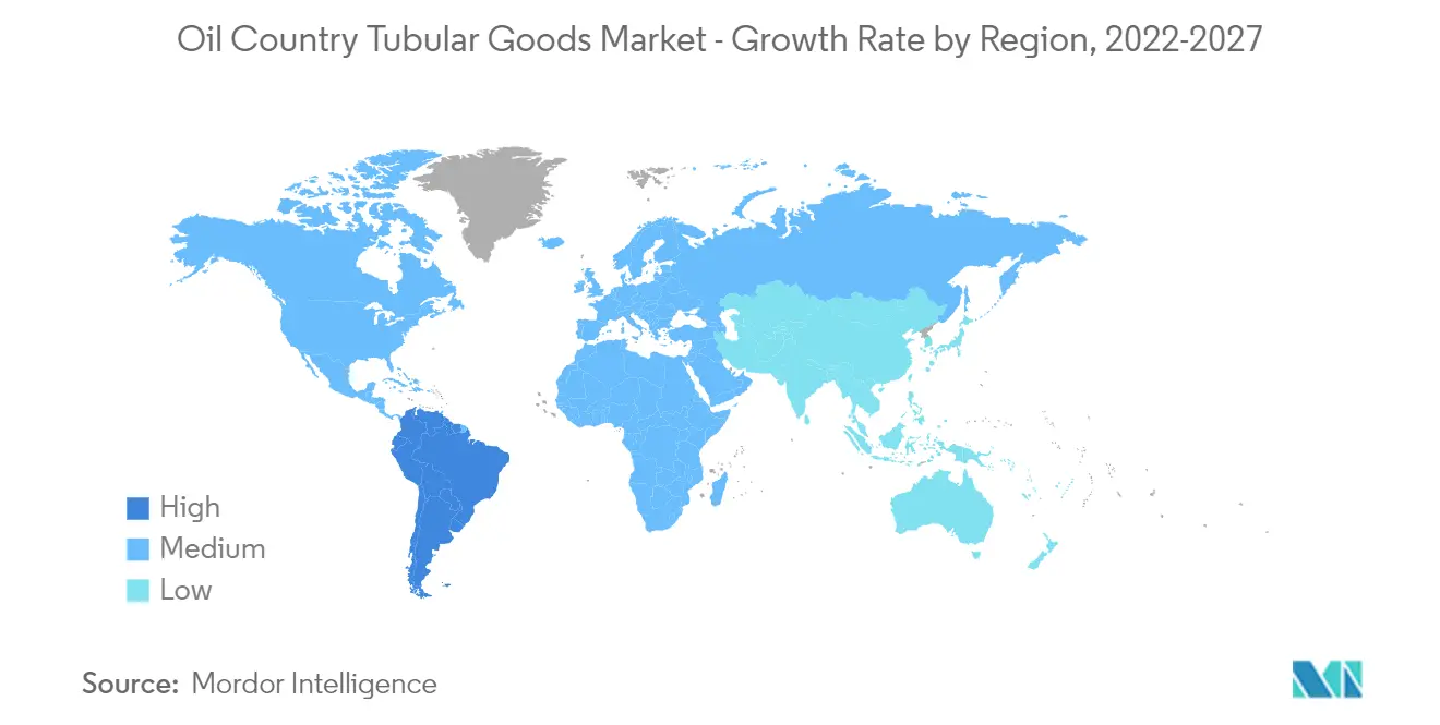 Oil Country Tubular Goods Market - Growth Rate by Region, 2022-2027