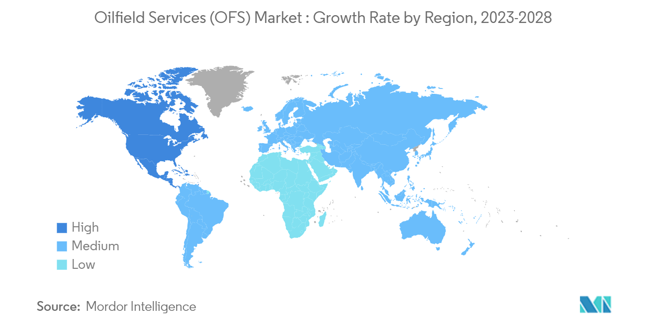 :油田サービス（OFS）市場：地域別成長率、2023-2028年