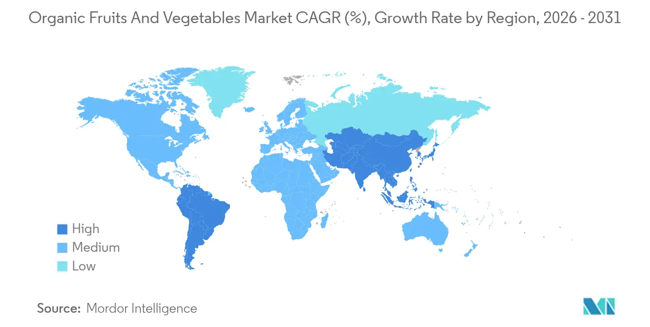 Organic Fruits And Vegetables Market CAGR (%), Growth Rate by Region