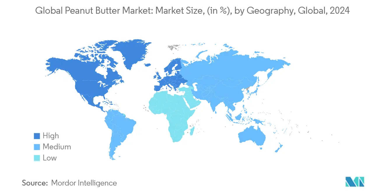 Global Peanut Butter Market: Market Size, (in %), by Geography, Global