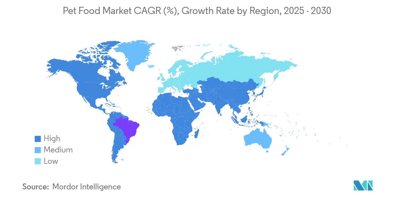Pet Food Market CAGR (%), Growth Rate by Region