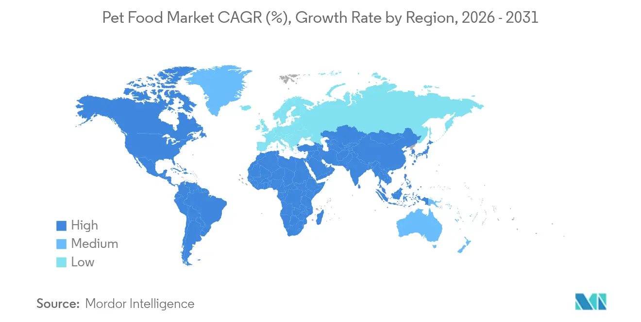 Pet Food Market CAGR (%), Growth Rate by Region