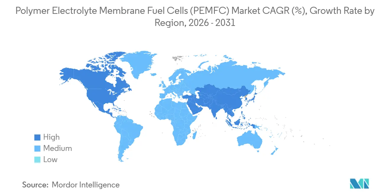 Polymer Electrolyte Membrane Fuel Cells (PEMFC) Market CAGR (%), Growth Rate by Region